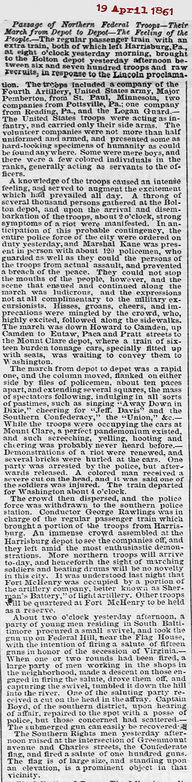 The Baltimore Sun Fri Apr 19 1861 72