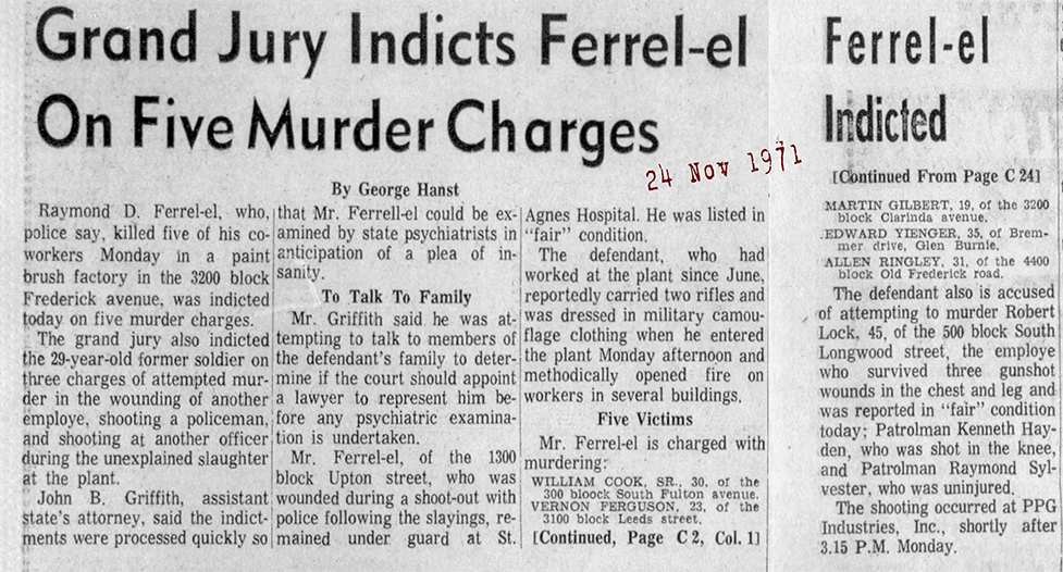 The Evening Sun Wed Nov 24 1971 pg 1 and 2 72